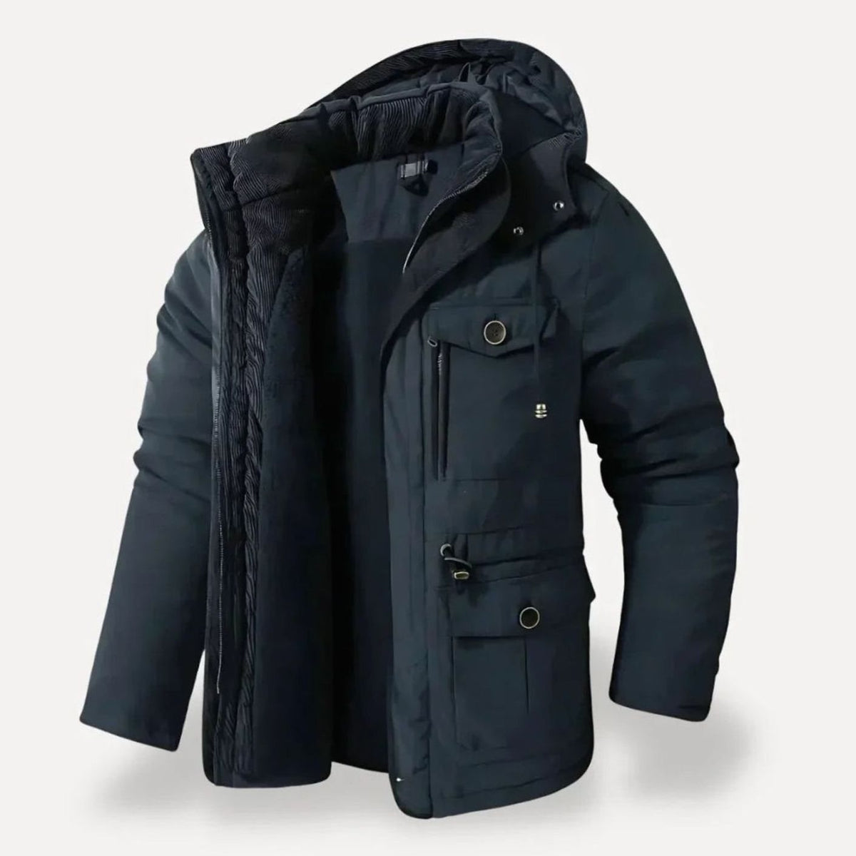 Teun | Winterparka met fleecevoering, capuchon en vier klepzakken