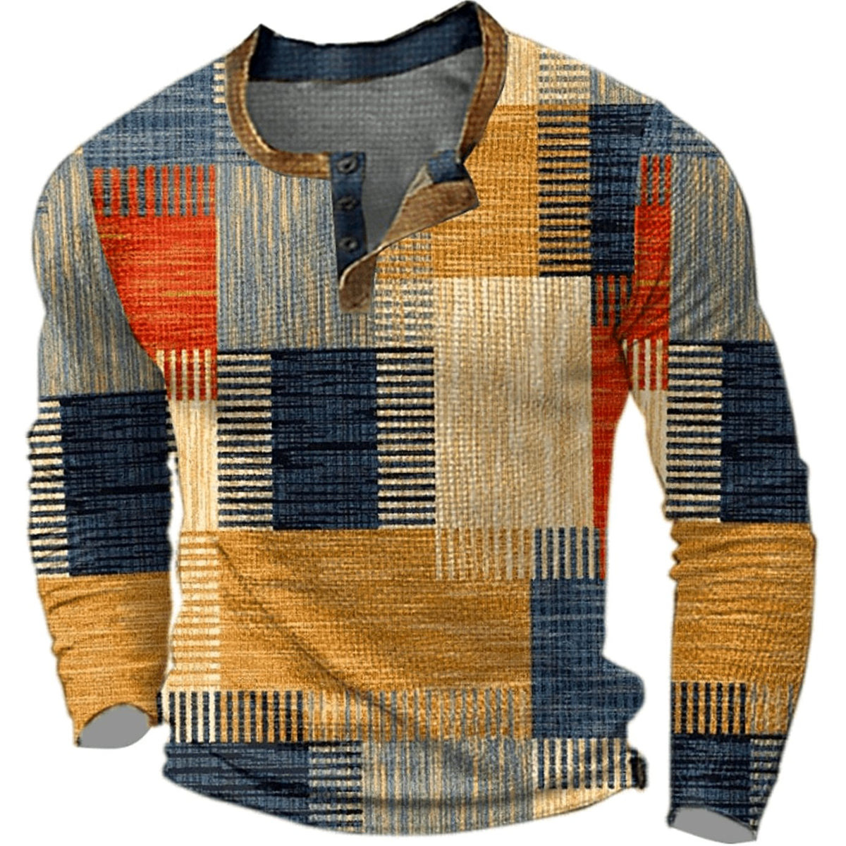 Jesus | Henleyshirt met geometrische ruitprint