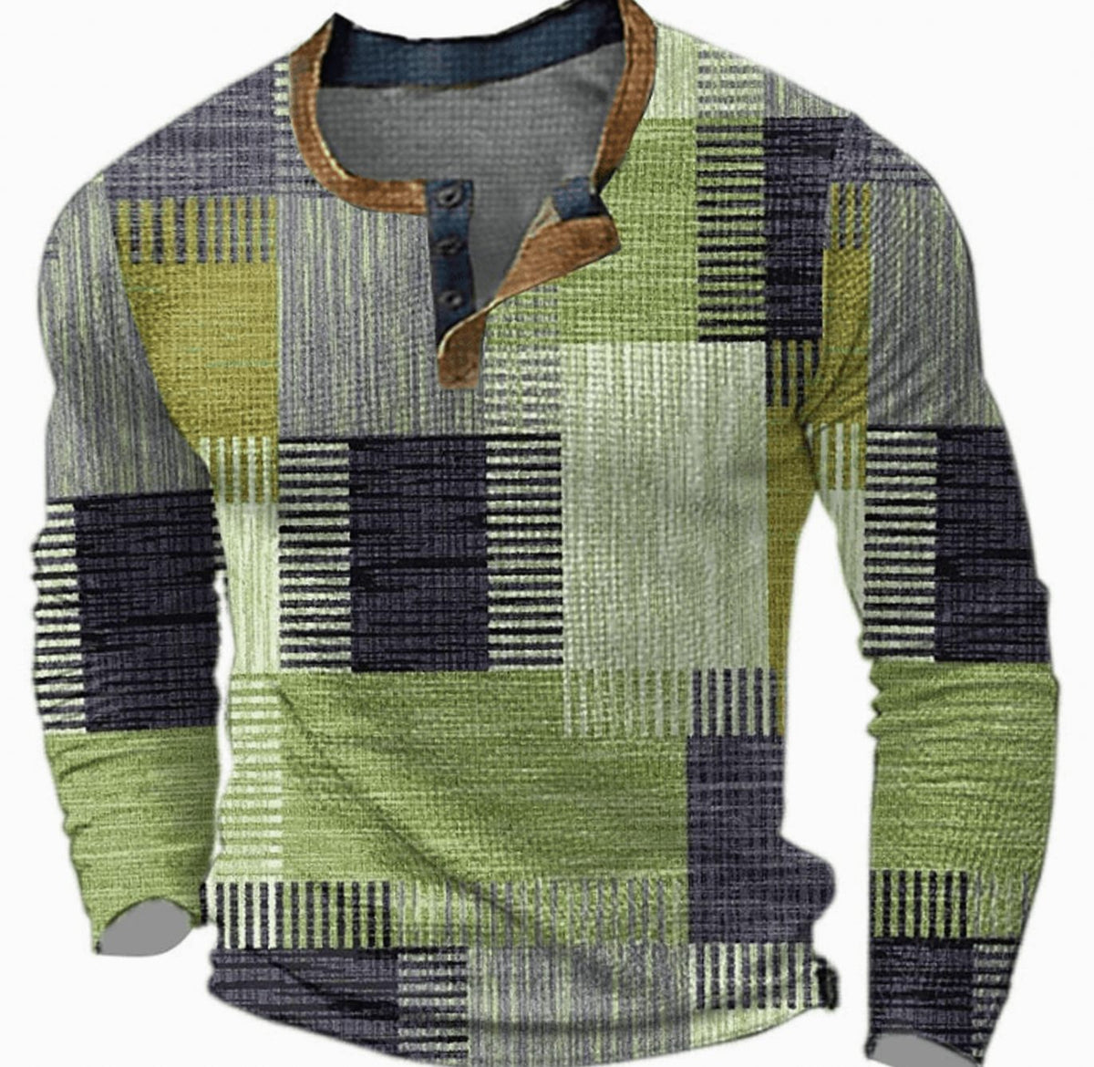 Jesus | Henleyshirt met geometrische ruitprint