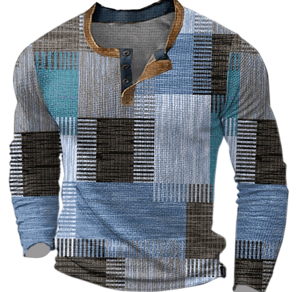 Jesus | Henleyshirt met geometrische ruitprint