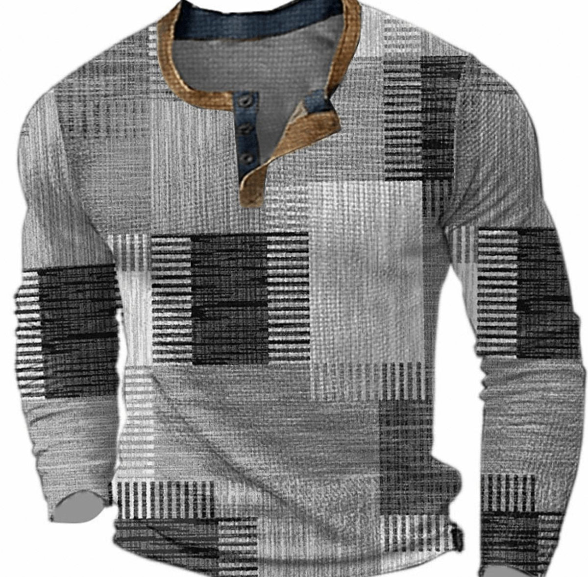 Jesus | Henleyshirt met geometrische ruitprint