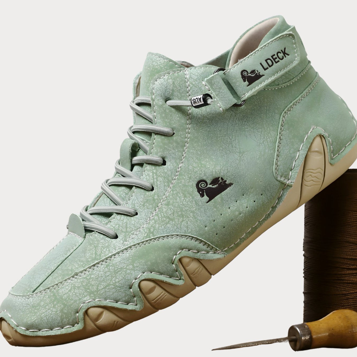 Leren herenbarefootsneakers met veters en flexibele zool