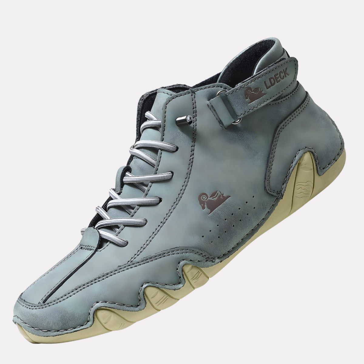 Leren herenbarefootsneakers met veters en flexibele zool