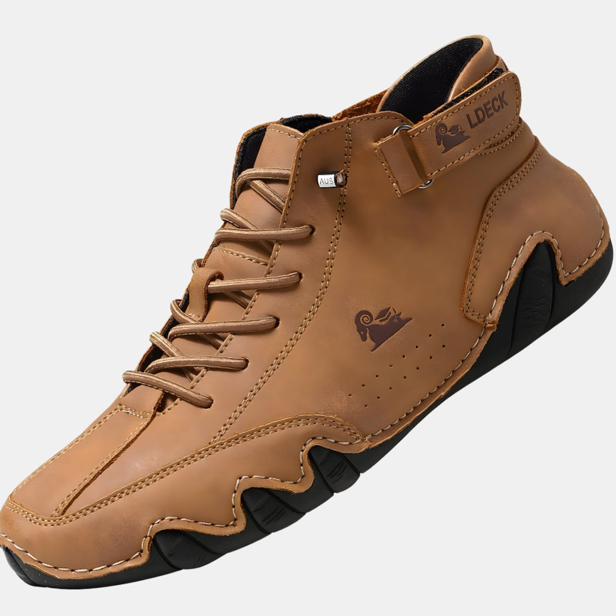 Leren herenbarefootsneakers met veters en flexibele zool
