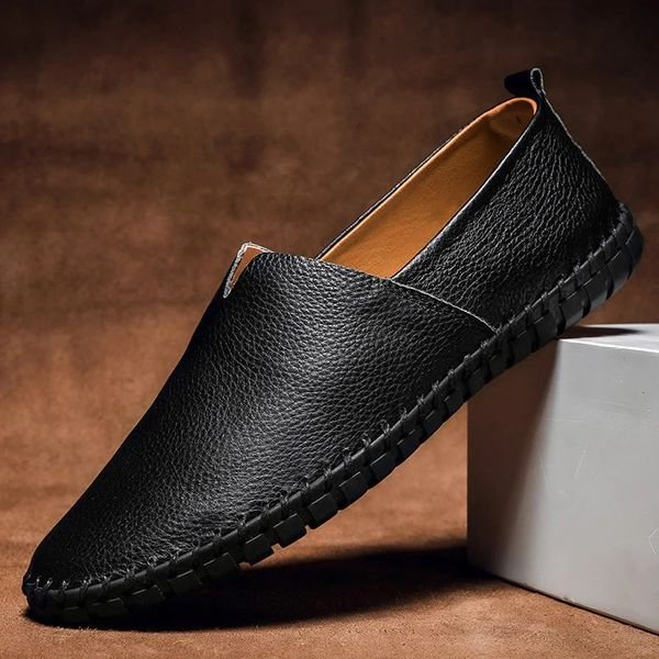 Herenloafers met leerlook en contraststiksels