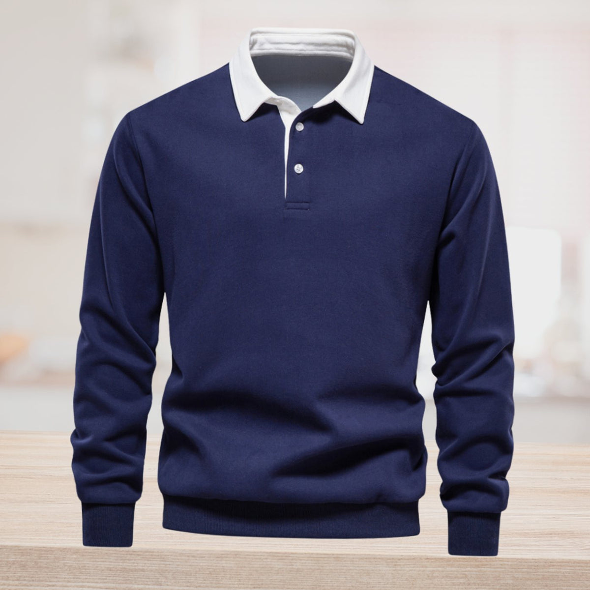 Gary | Gebreide herenpullover met polokraag en ribboorden