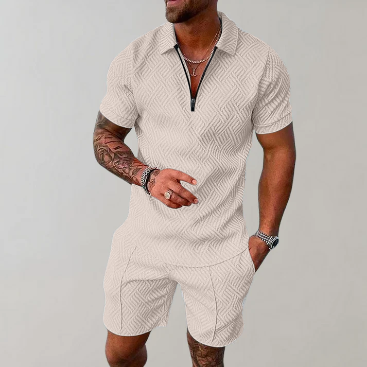 Lino | Zomerse herenset met ritspolo en short