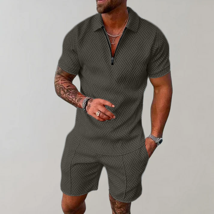 Lino | Zomerse herenset met ritspolo en short