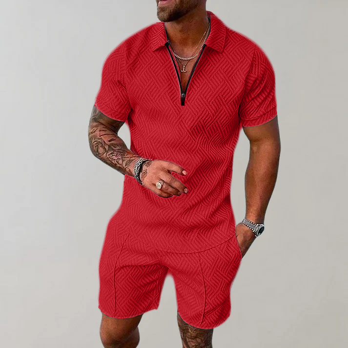 Lino | Zomerse herenset met ritspolo en short