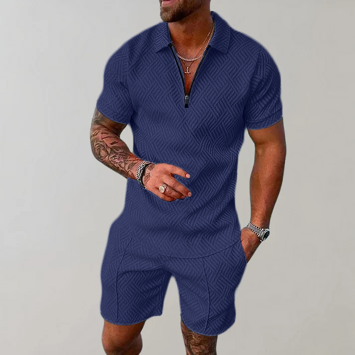 Lino | Zomerse herenset met ritspolo en short