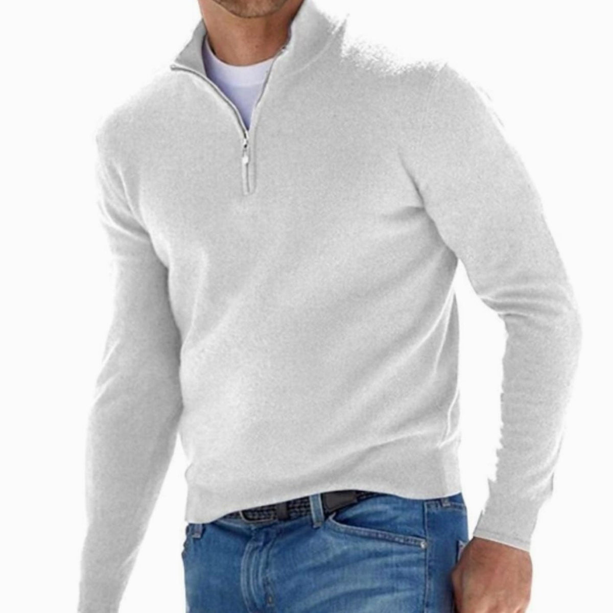 Freddy | Slimfit herentrui met korte ritssluiting