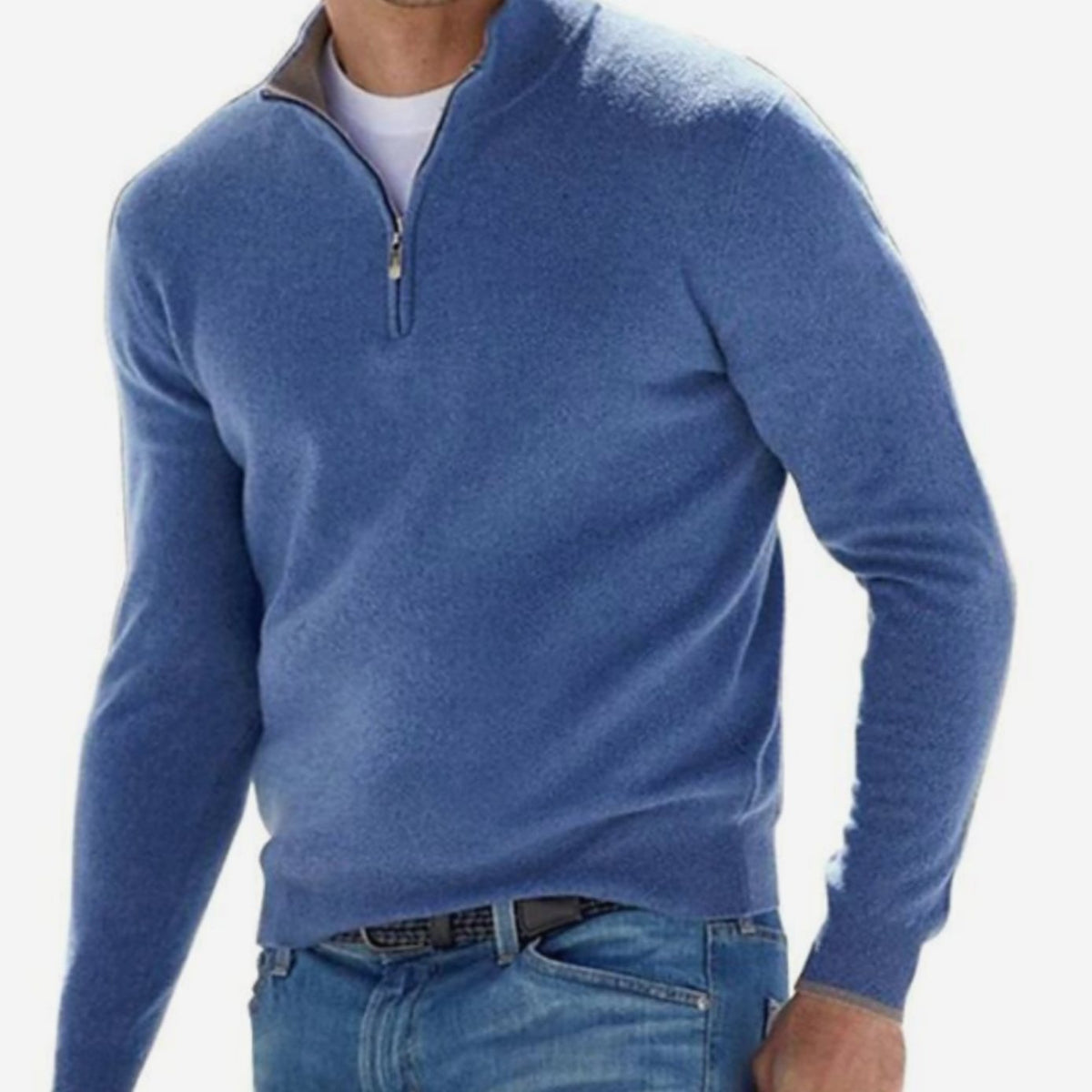 Freddy | Slimfit herentrui met korte ritssluiting