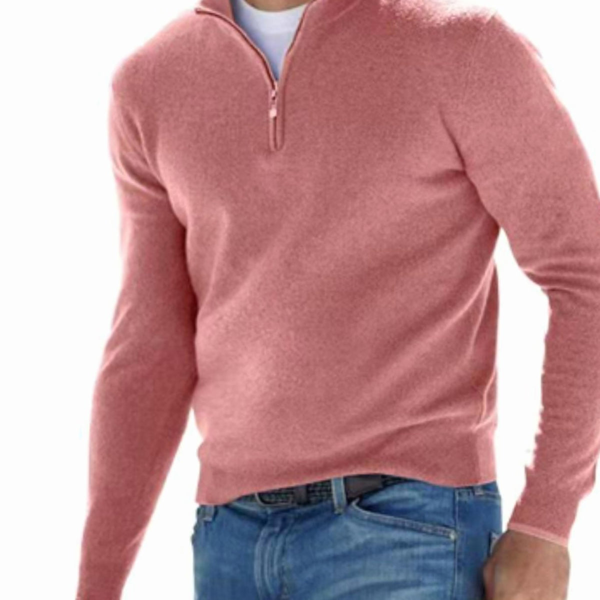 Freddy | Slimfit herentrui met korte ritssluiting