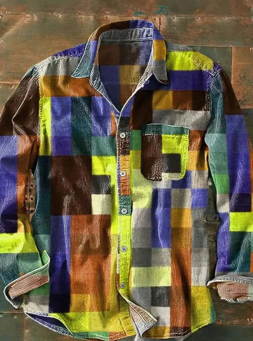 Anas | Herenoverhemd met patchworkprint en lange mouwen
