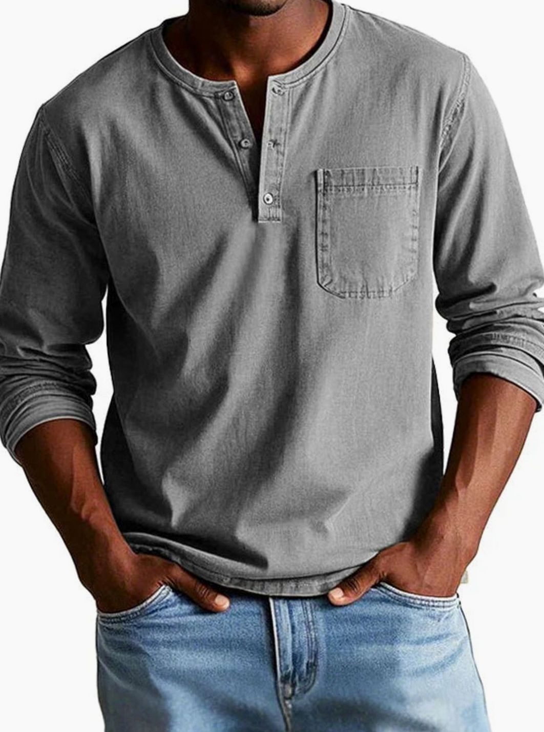 Walter | Relaxed-fit herenhenley met lange mouwen en borstzak