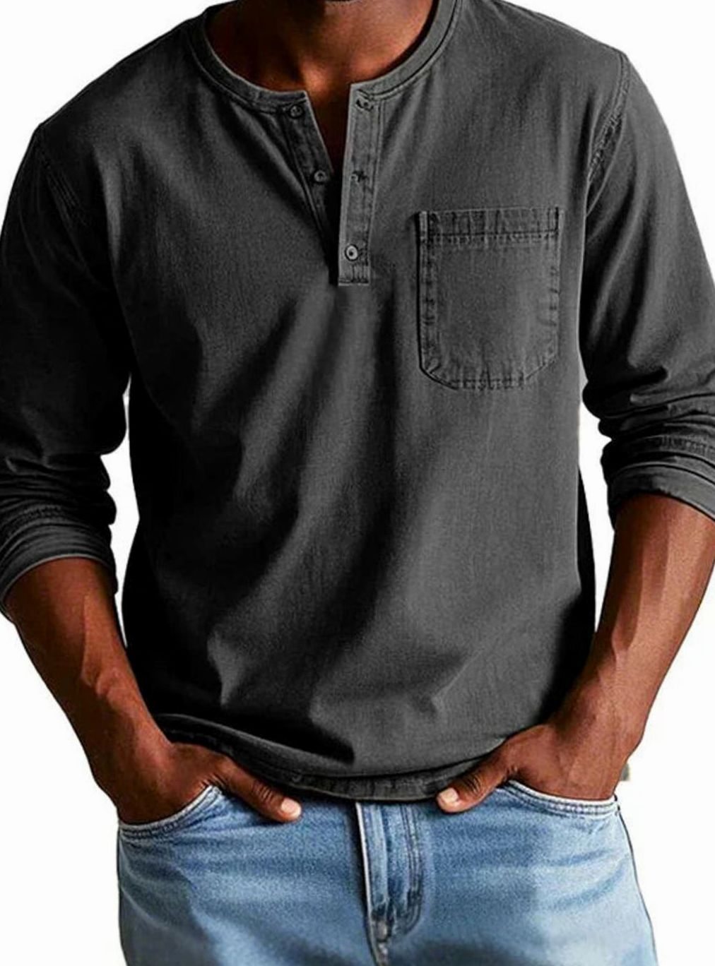 Walter | Relaxed-fit herenhenley met lange mouwen en borstzak