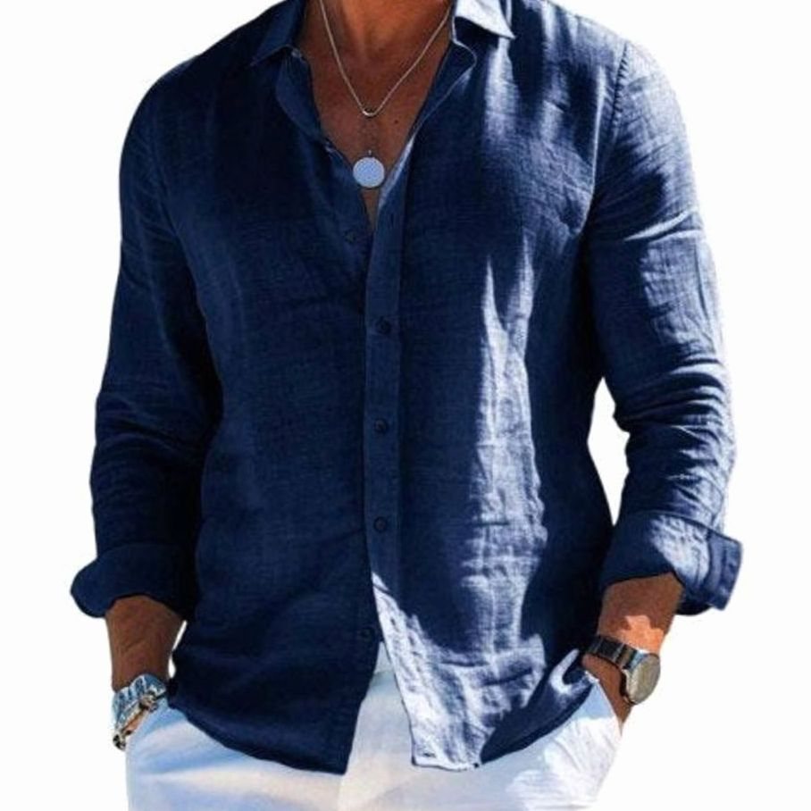Mesut | Losvallend herenoverhemd met linnenlook