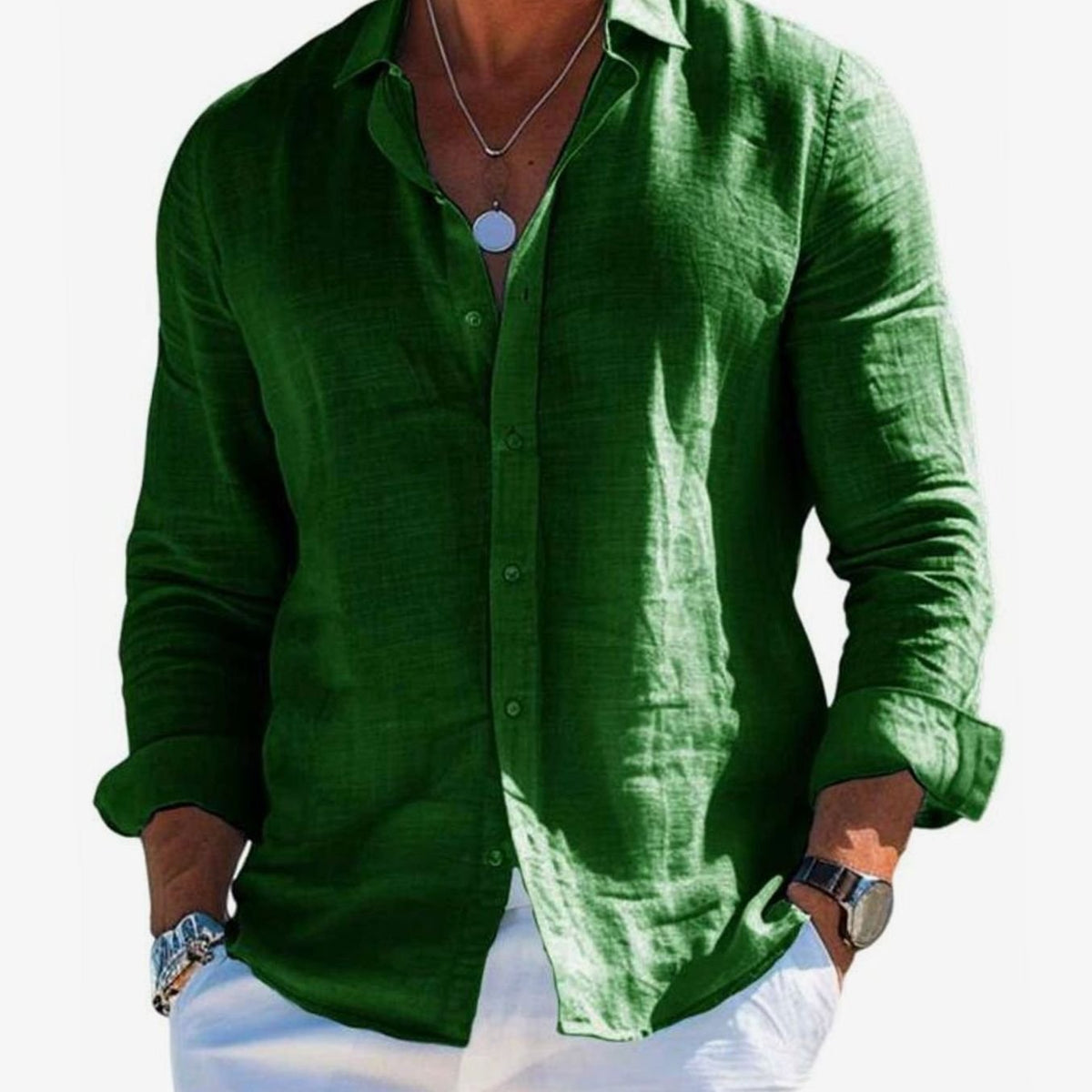 Mesut | Losvallend herenoverhemd met linnenlook