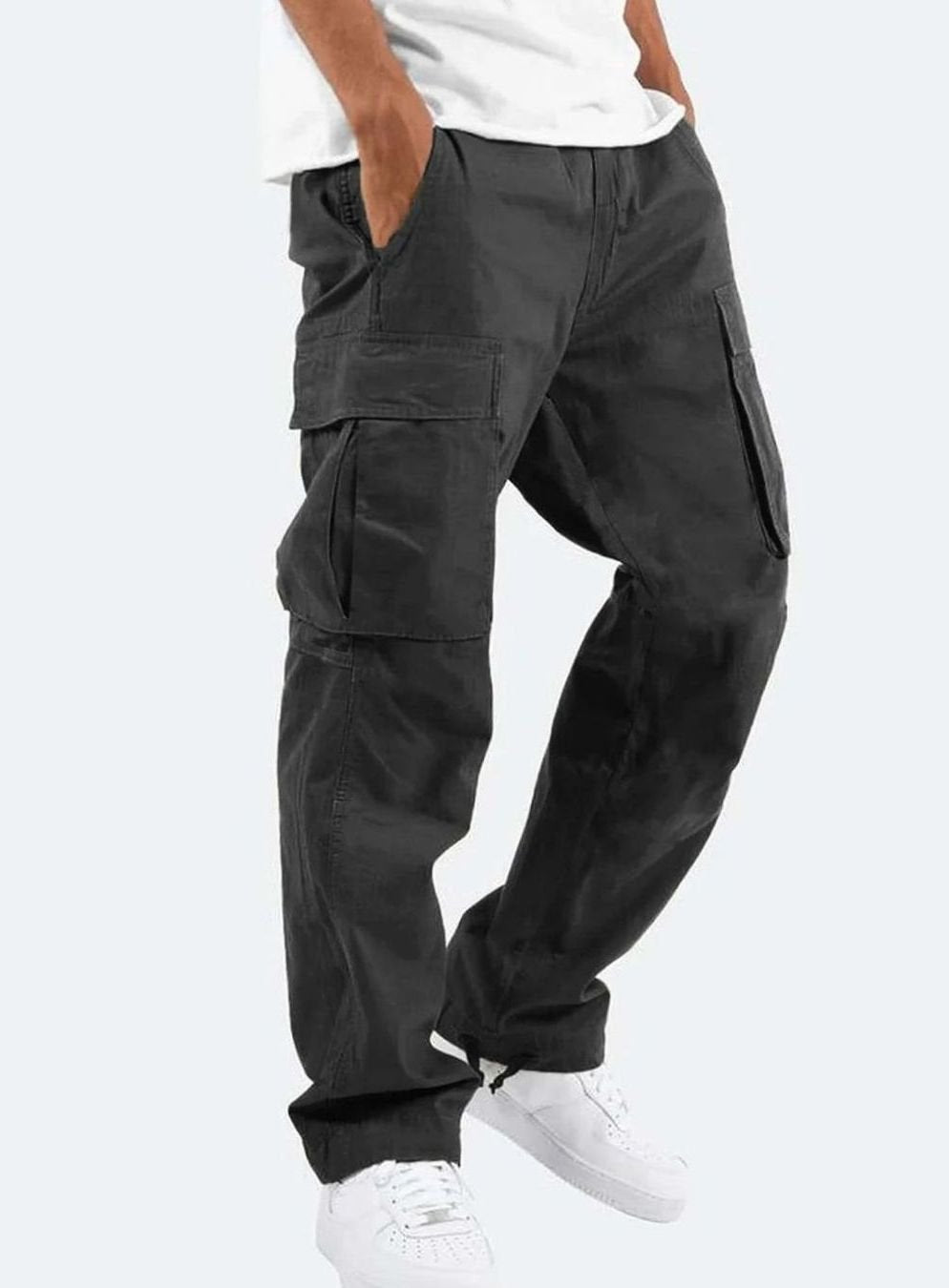 Liam | Cargobroek met relaxed fit, klepzakken en aansnoerbare pijpuiteinden