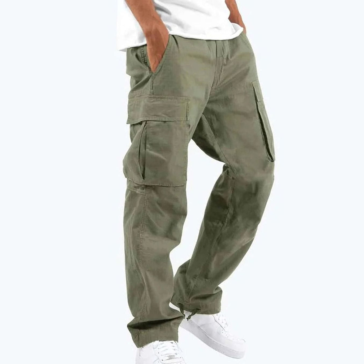 Liam | Cargobroek met relaxed fit, klepzakken en aansnoerbare pijpuiteinden
