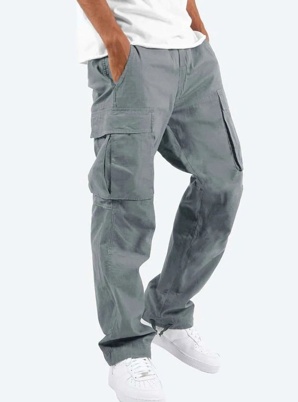 Liam | Cargobroek met relaxed fit, klepzakken en aansnoerbare pijpuiteinden