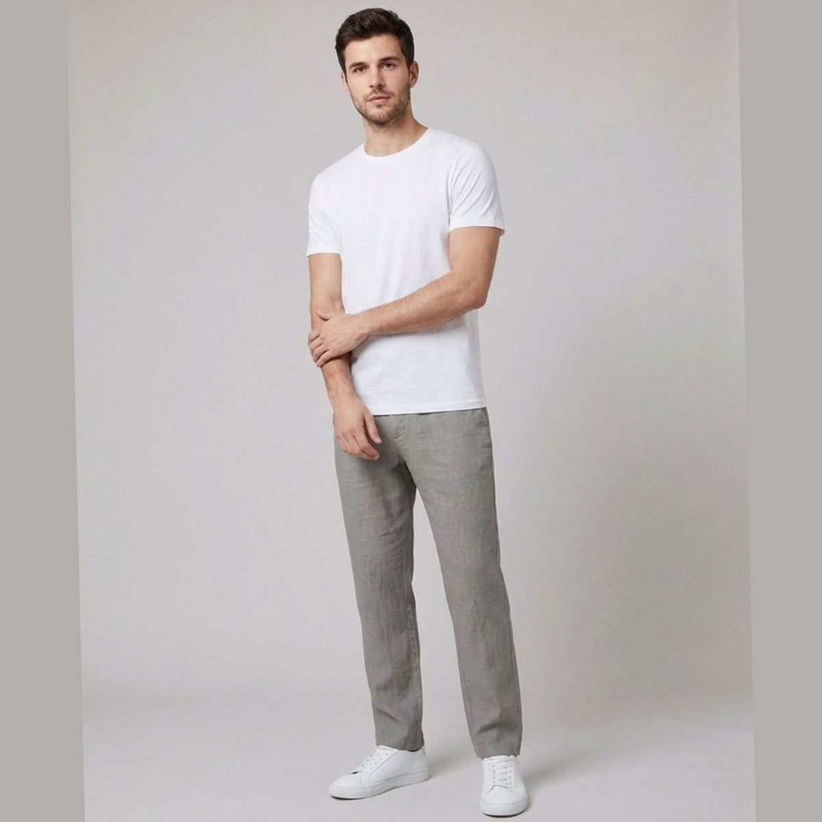 Siem | Relaxed-fit broek van linnen-katoenmix met plooien en trekkoord