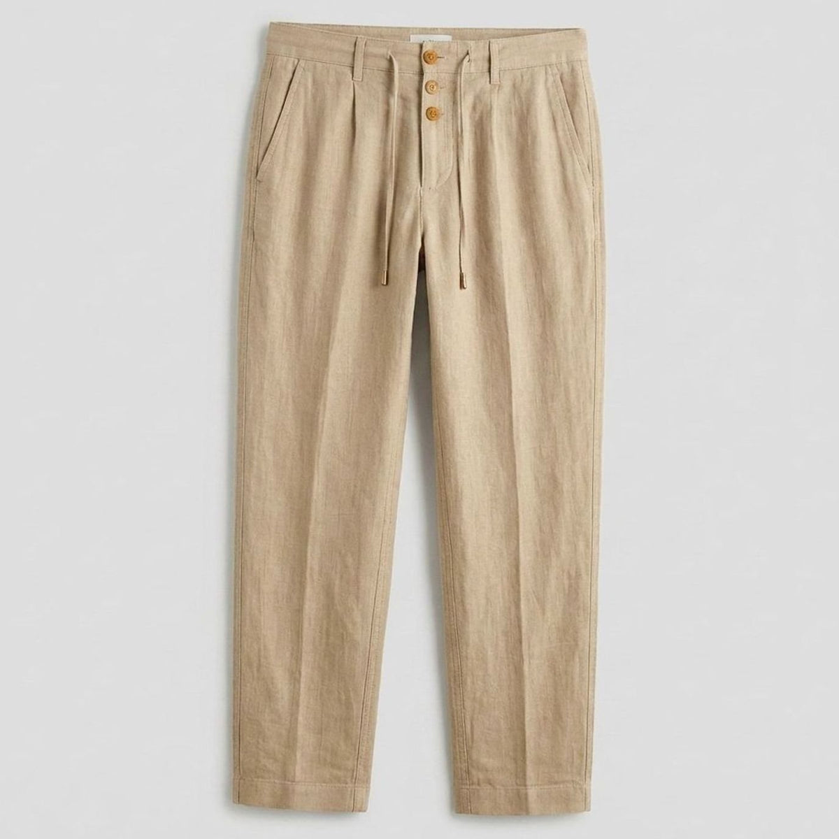 Siem | Relaxed-fit broek van linnen-katoenmix met plooien en trekkoord