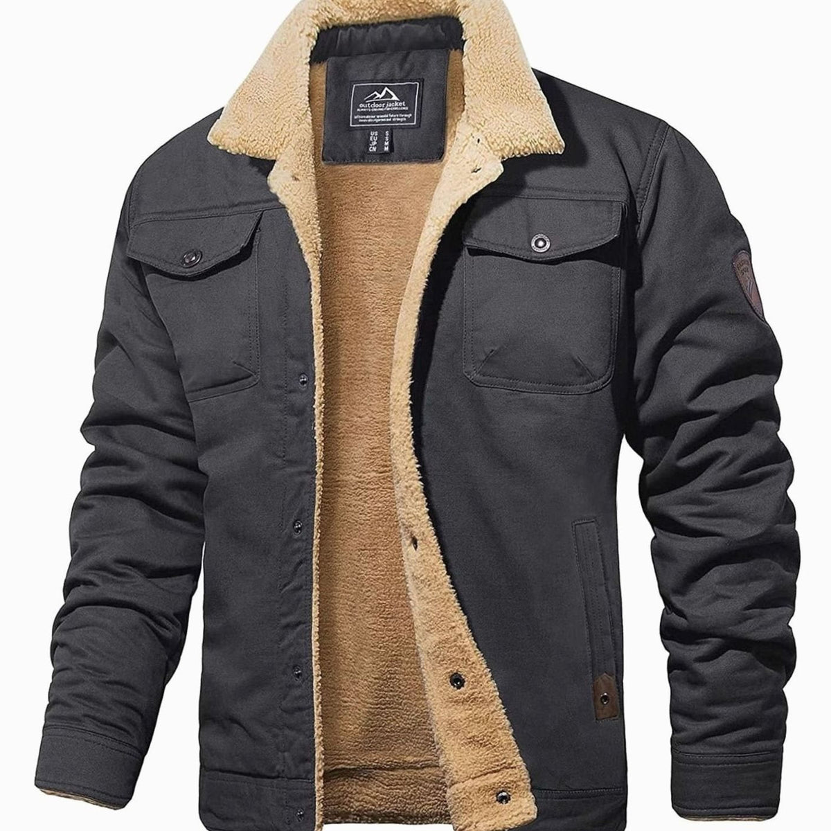 Hugo | Cargo-jack met sherpa voering en knoopsluiting