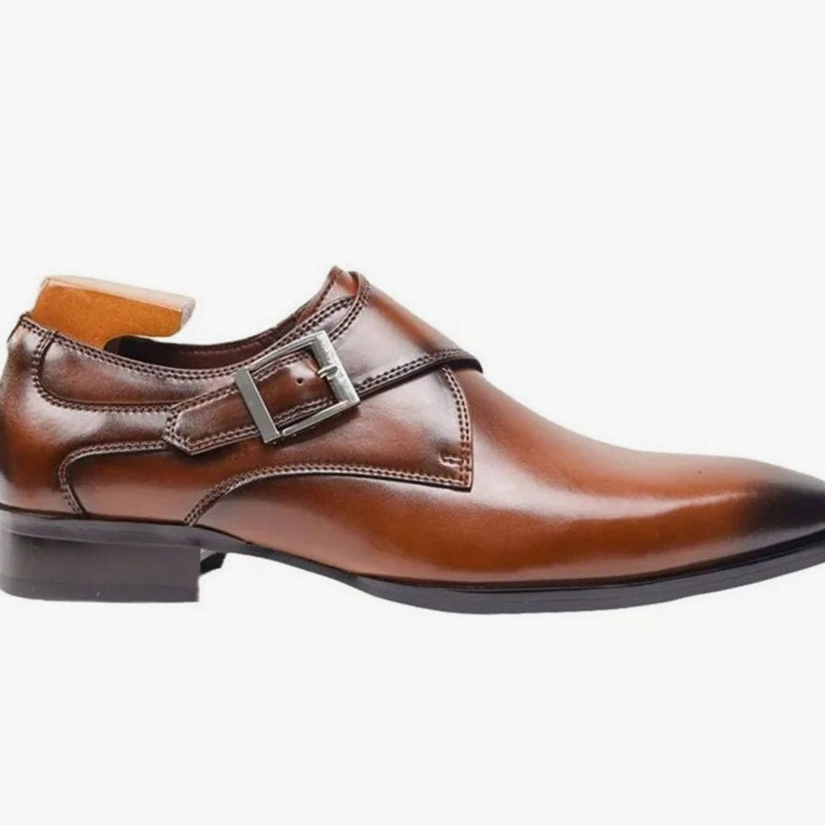 Herenmonkschoenen in leerlook met enkele gesp