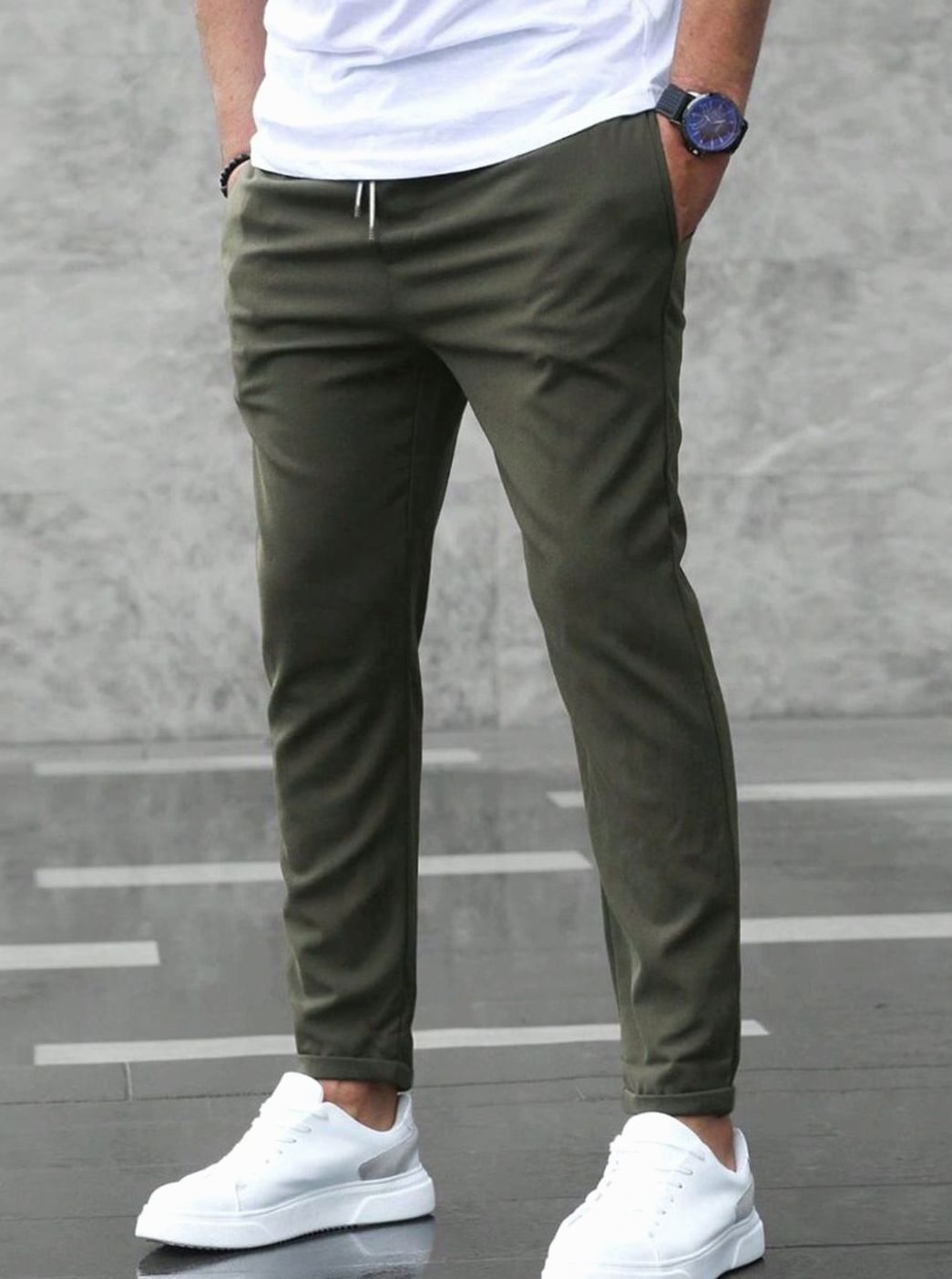 Melle | Slim-fit chino-jogger tot de enkel met trekkoord