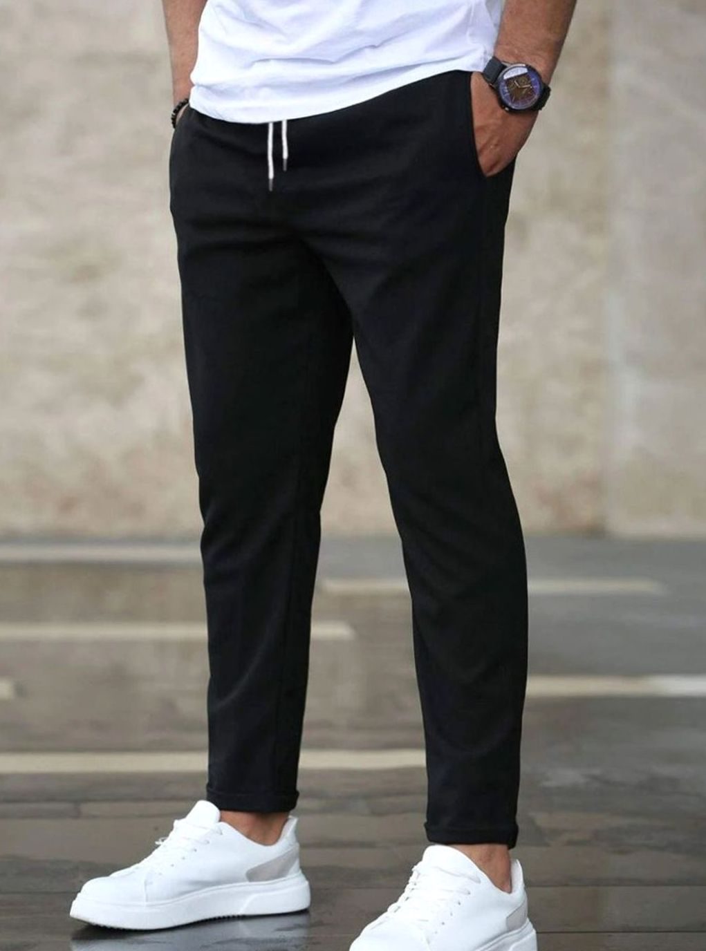 Melle | Slim-fit chino-jogger tot de enkel met trekkoord