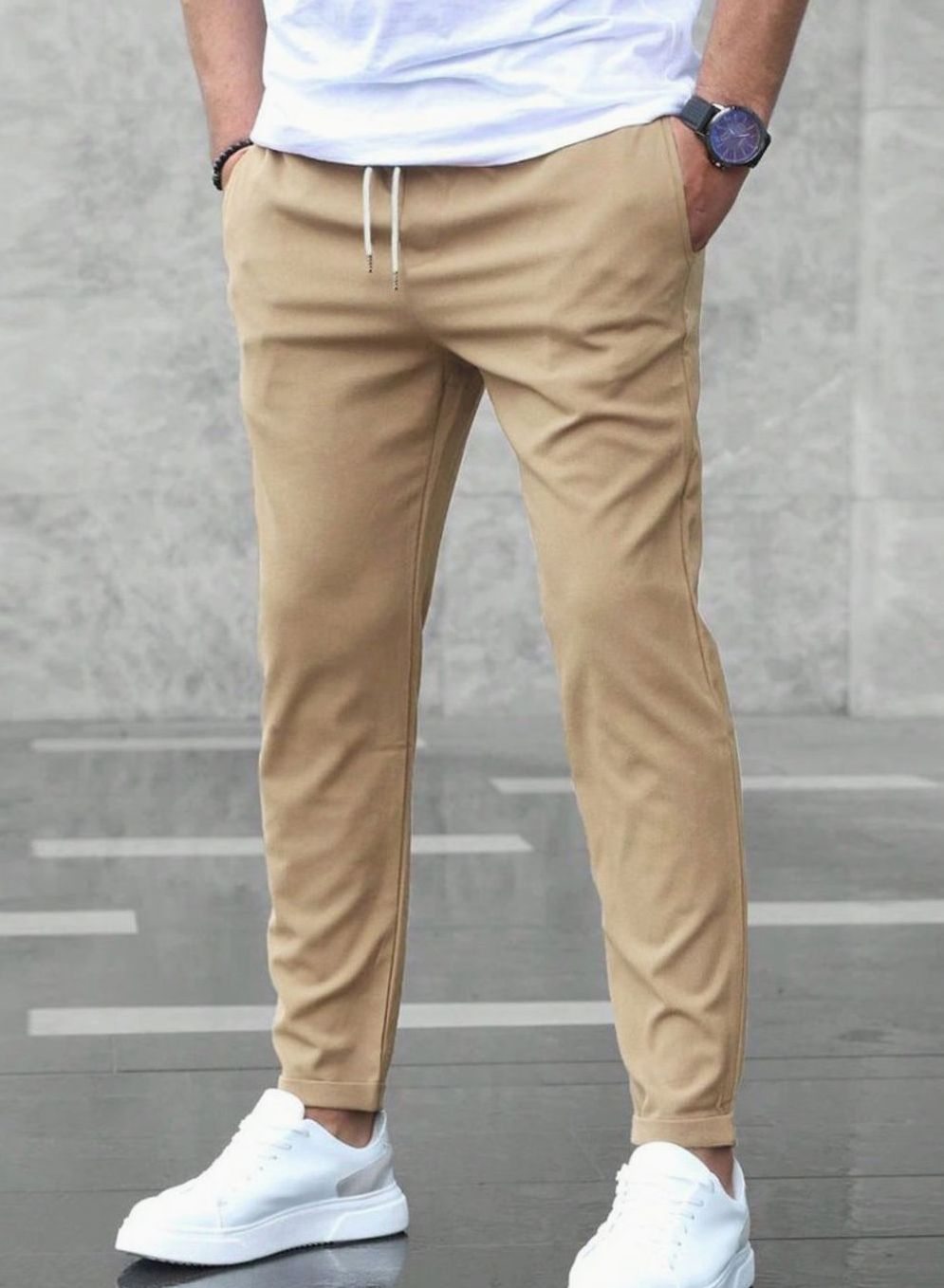 Melle | Slim-fit chino-jogger tot de enkel met trekkoord
