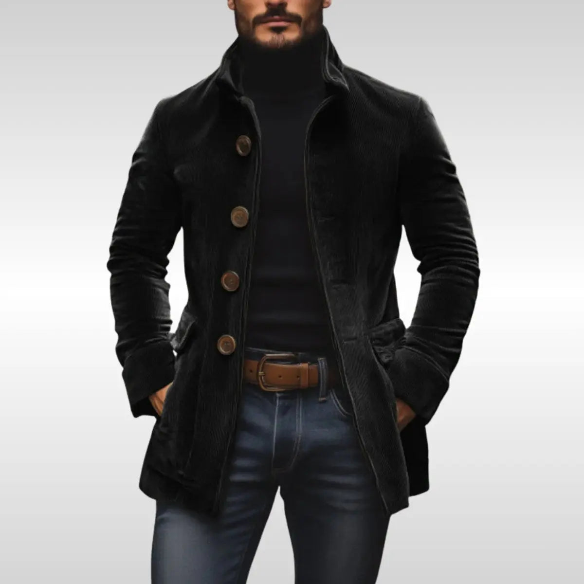 Ingmar | Slim-fit herenjas van corduroy met opstaande kraag