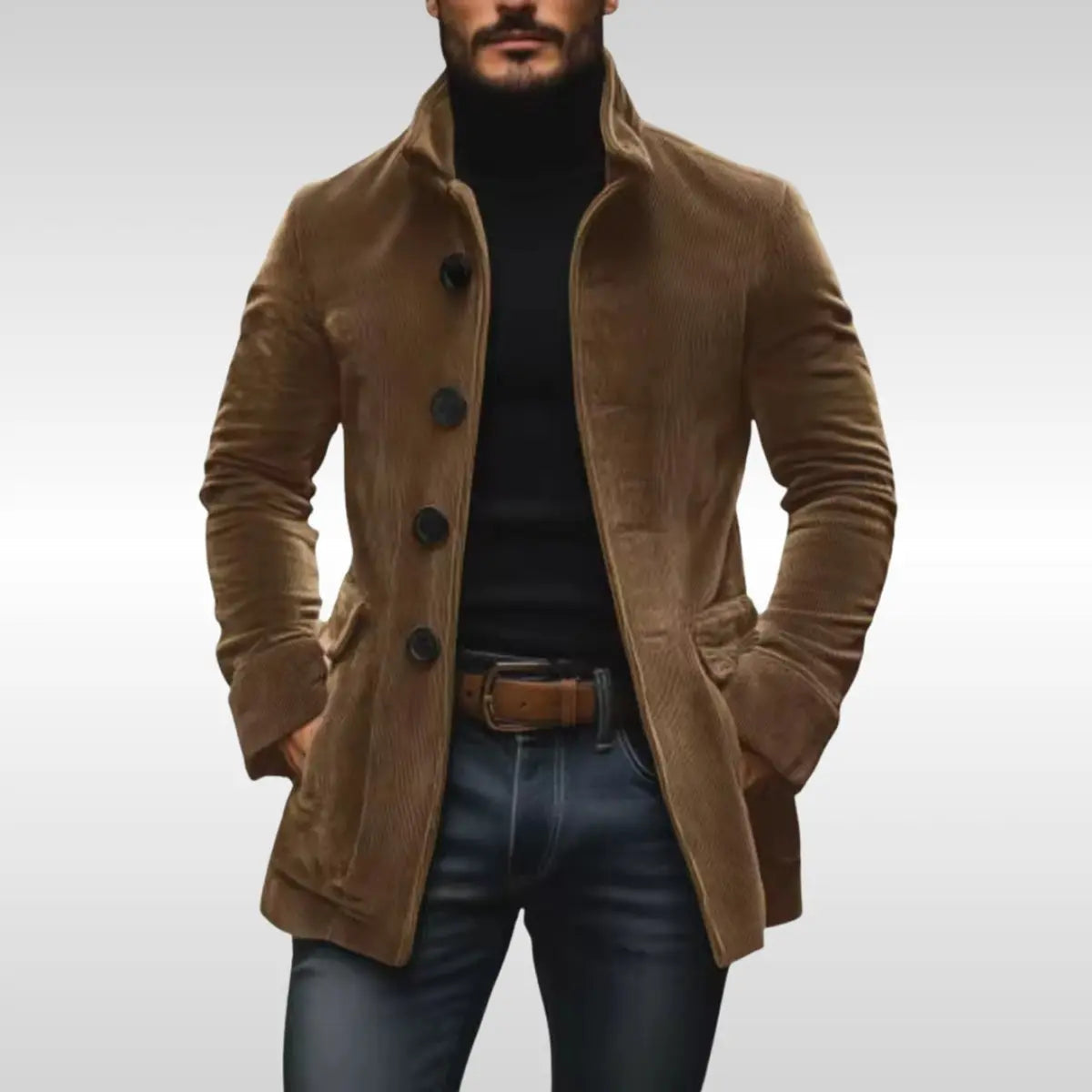 Ingmar | Slim-fit herenjas van corduroy met opstaande kraag