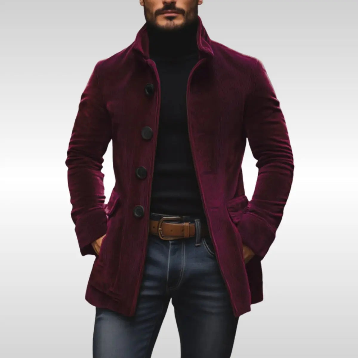 Ingmar | Slim-fit herenjas van corduroy met opstaande kraag
