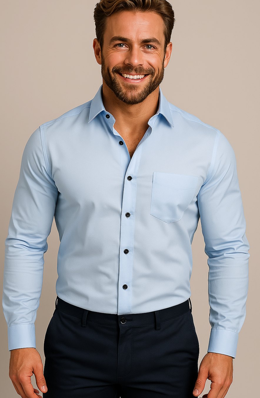 Jorn | Slim-fit herenoverhemd met gespreide kraag en borstzak