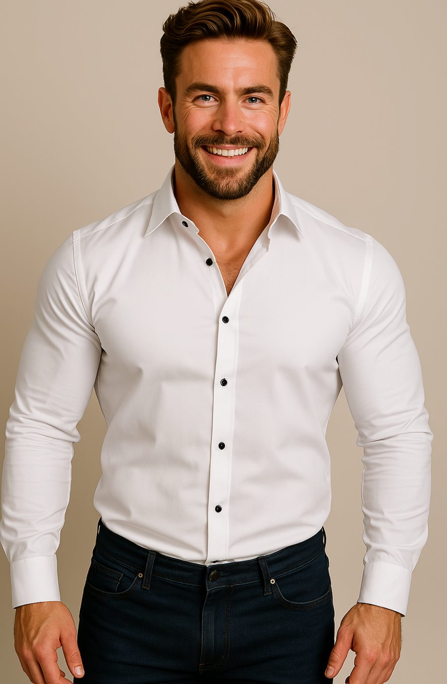 Jorn | Slim-fit herenoverhemd met gespreide kraag en borstzak