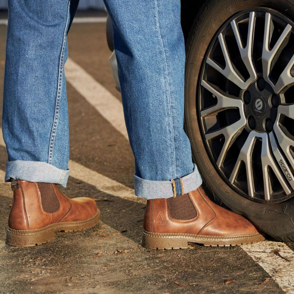 Chelsea herenboots van imitatieleer met profielzool