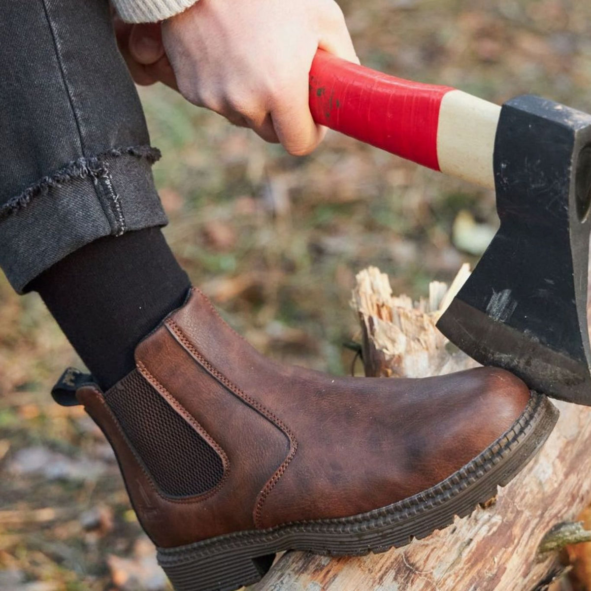 Chelsea herenboots van imitatieleer met profielzool