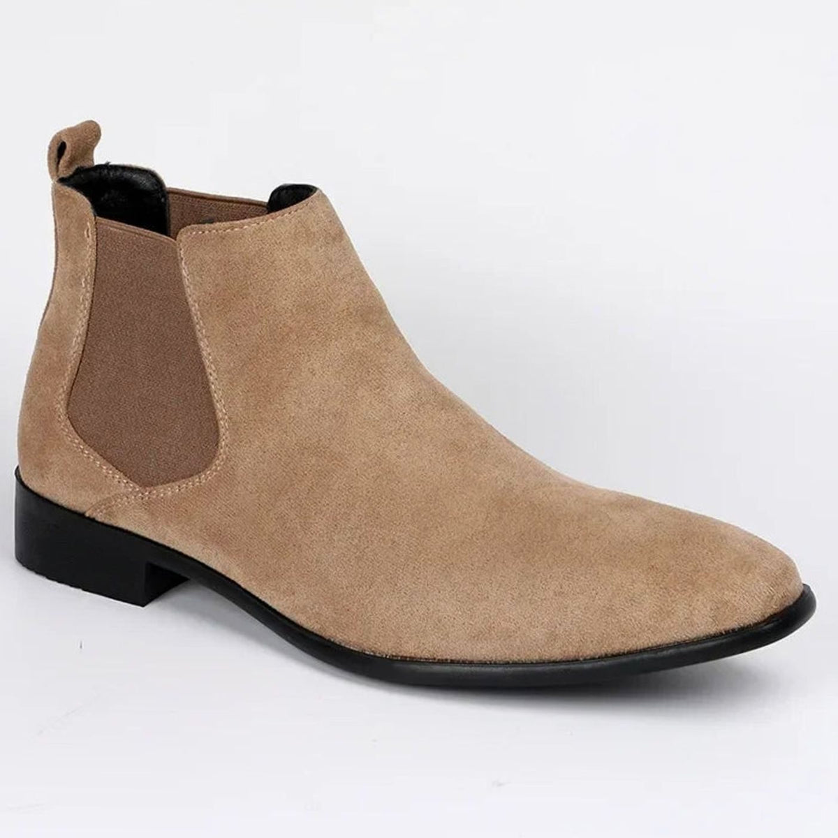 Suède Chelsea herenboots met lage blokhak