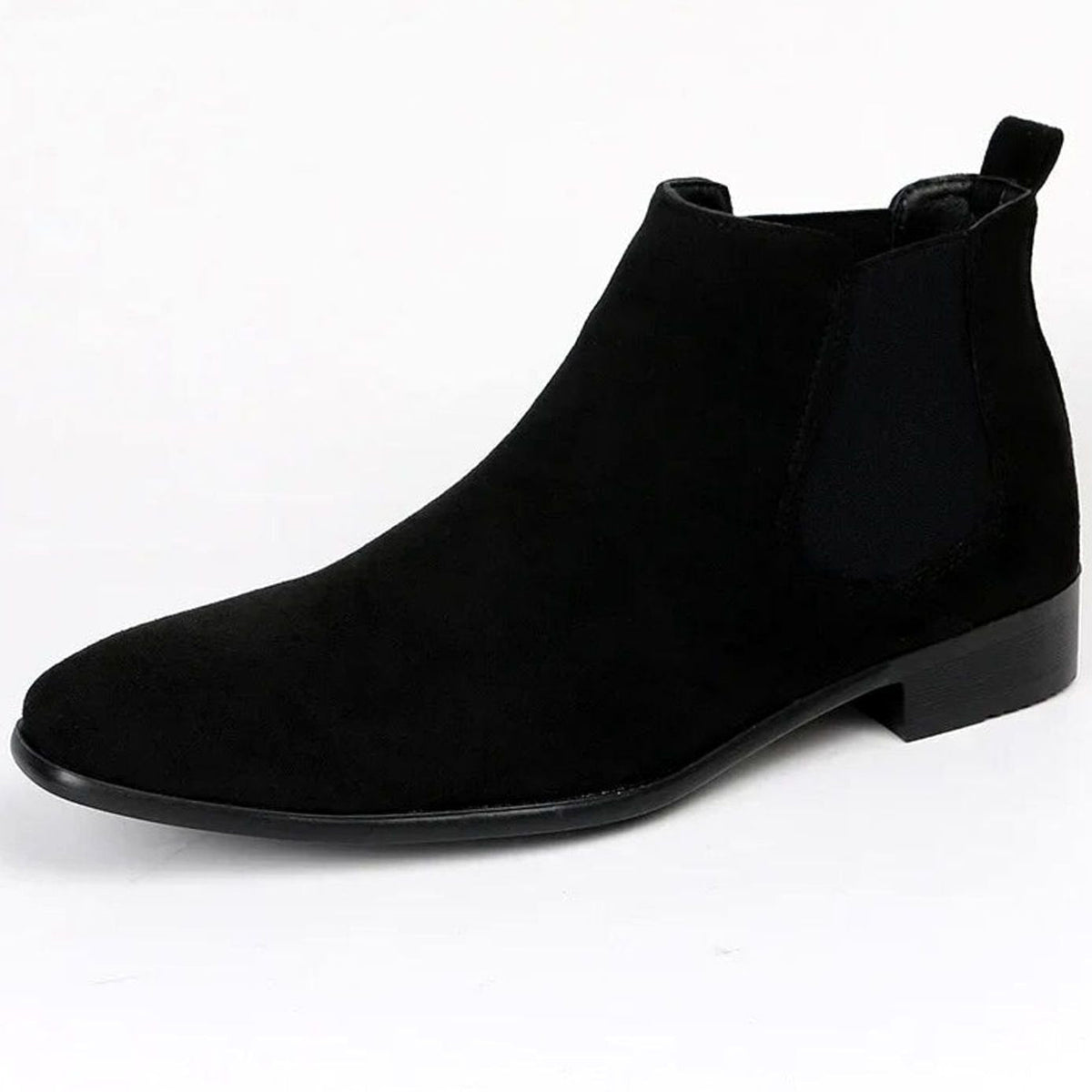 Suède Chelsea herenboots met lage blokhak