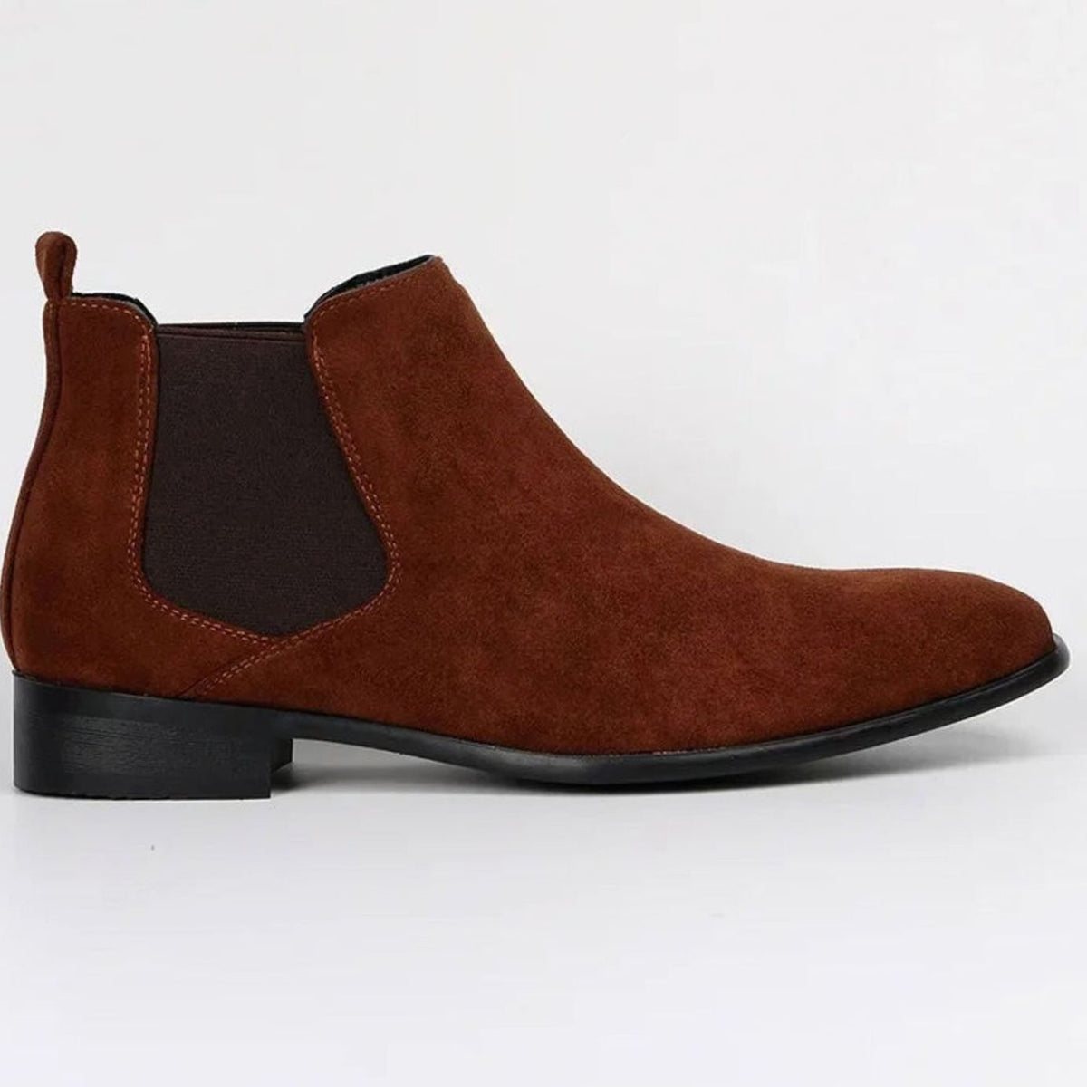 Suède Chelsea herenboots met lage blokhak