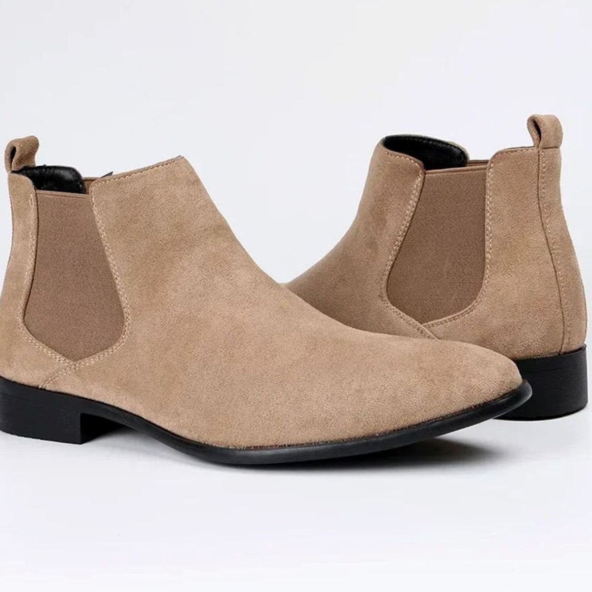 Suède Chelsea herenboots met lage blokhak