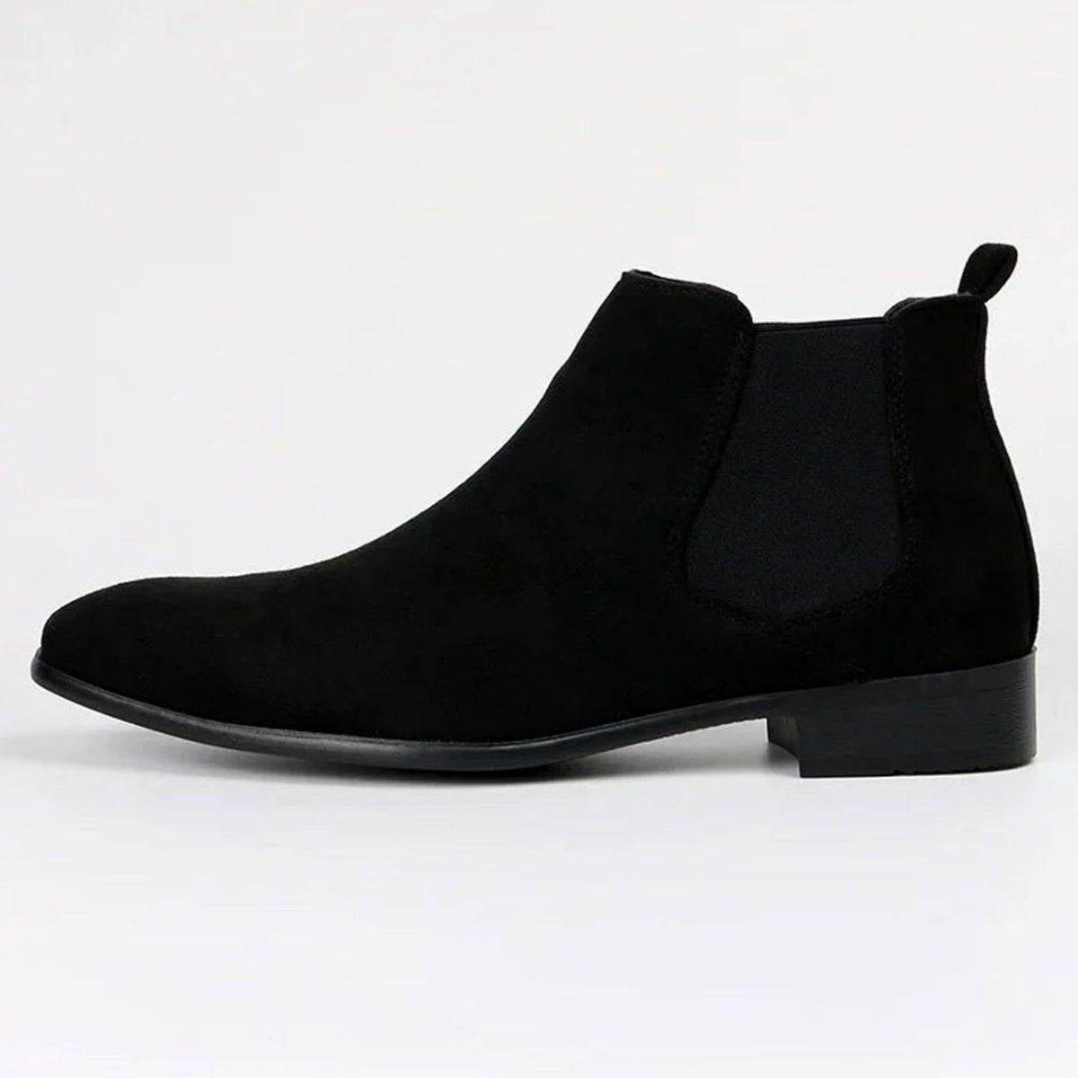 Suède Chelsea herenboots met lage blokhak
