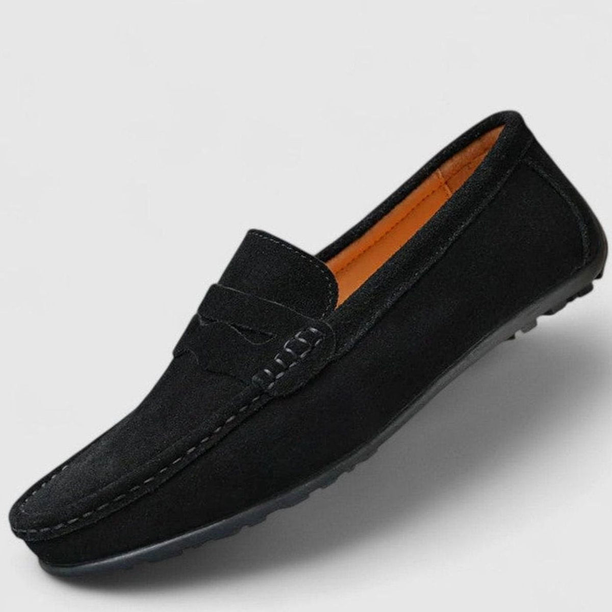 Suède herenpennyloafers met leren voering