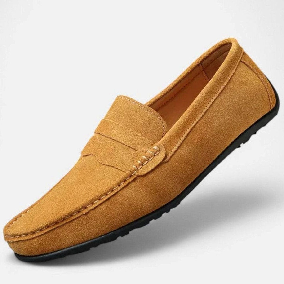 Suède herenpennyloafers met leren voering
