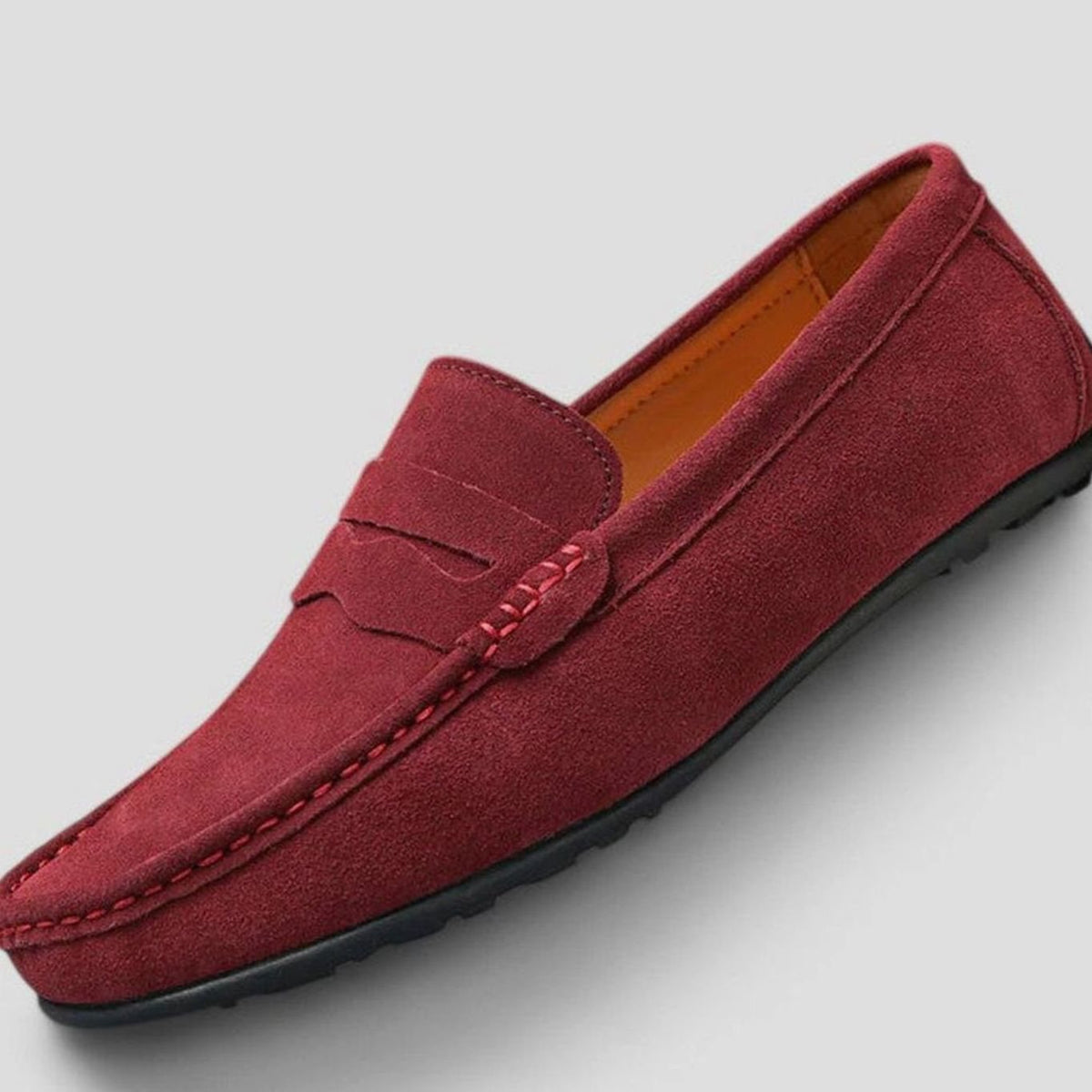 Suède herenpennyloafers met leren voering