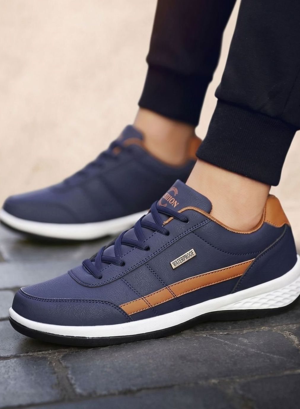 Waterdichte herensneakers met veters en voetboogondersteuning