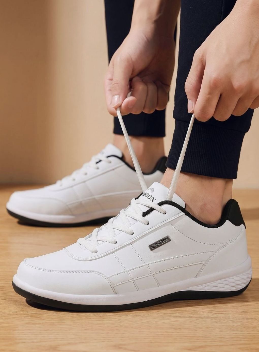 Waterdichte herensneakers met veters en voetboogondersteuning