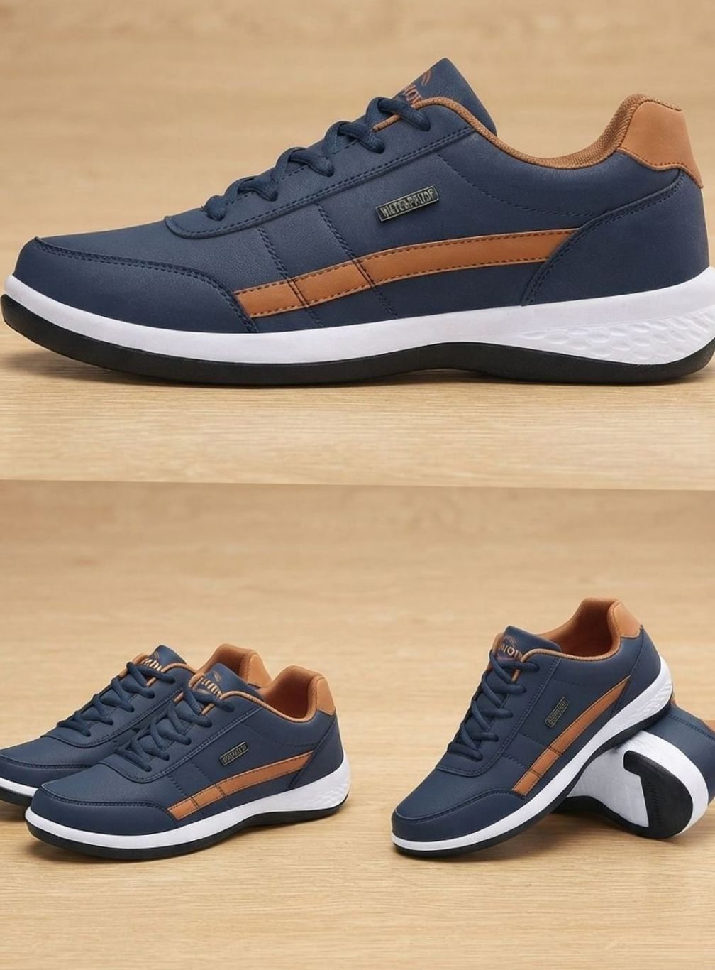 Waterdichte herensneakers met veters en voetboogondersteuning